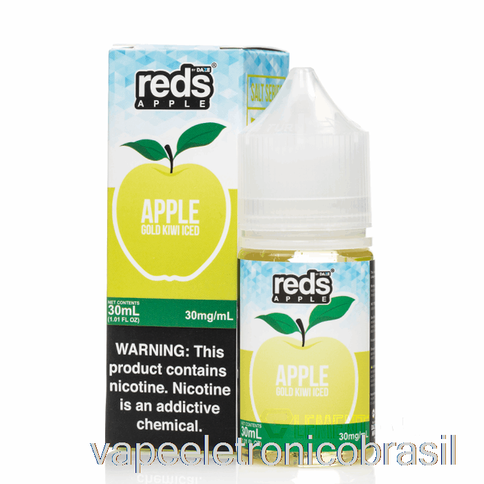 Vape Eletronico Iced Gold Kiwi - Suco Eletrônico De Maçã Vermelha - 7 Daze Salt - 30ml 50mg